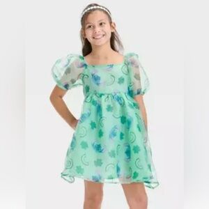 Disney Stitch Big Girls Green Dress Size 10-12 LG